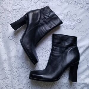 ALDI Black Leather Ankle Boots